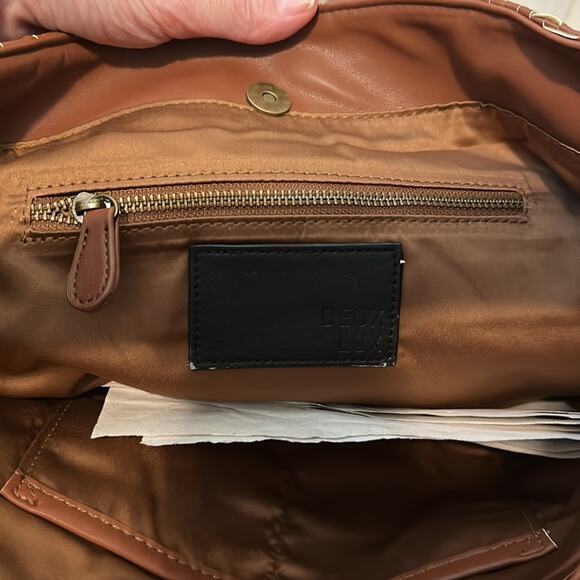 Deux Lux NWT Brown Bond Hobo Bag in Honey Woven Faux Leather Shoulder Purse - Picture 8 of 15